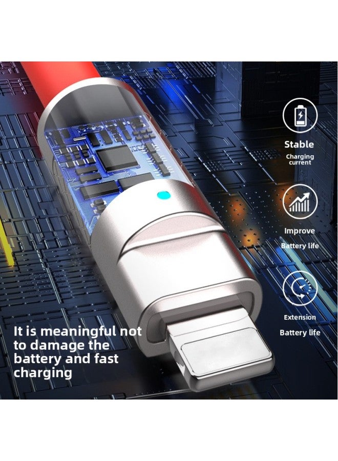 Zinc Alloy 66W Fast Charging For Apple Charging Cable For Huawei Typec One-to-two Liquid Silicone Data Cable Wholesale-Model:1.2 Beige Blue - Image 3